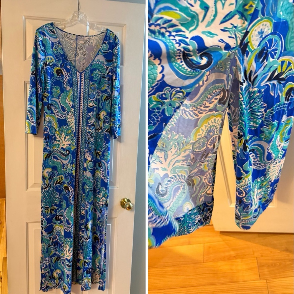 Lilly Pulitzer Blue and Green Maxi Dress